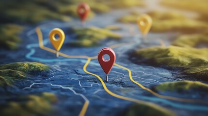 Plane path with location pins illustration illustration , no logos, no brands