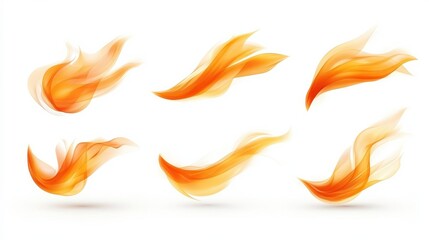 fire flames set isolated on white background