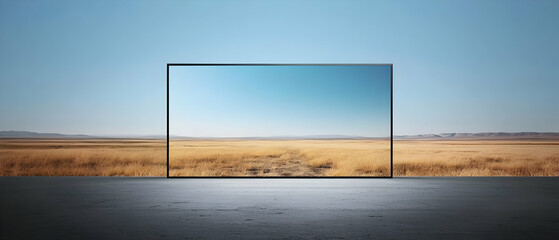 Empty Plain Landscape Projected On A Large Screen