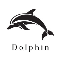 Fototapeta premium Minimal Dolphin Logo Design – Silhouette Style Vector for Modern Branding 