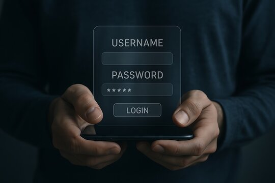 Person logging in securely on smartphone