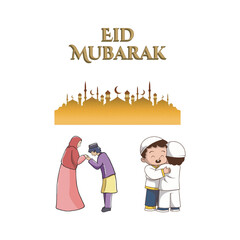 Eid Mubarak: Celebrating Family, Togetherness, and Blessings. Illustration Vector