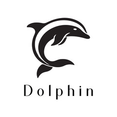 Fototapeta premium Minimal Dolphin Logo Design – Silhouette Style Vector for Modern Branding 