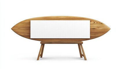 Wooden Easel with Blank Canvas on White Background