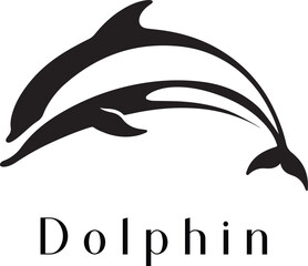 Naklejka premium Minimal Dolphin Logo Design – Silhouette Style Vector for Modern Branding 