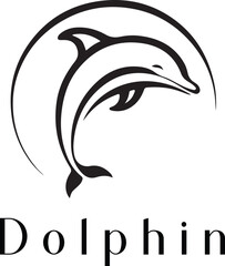Naklejka premium Minimal Dolphin Logo Design – Silhouette Style Vector for Modern Branding 
