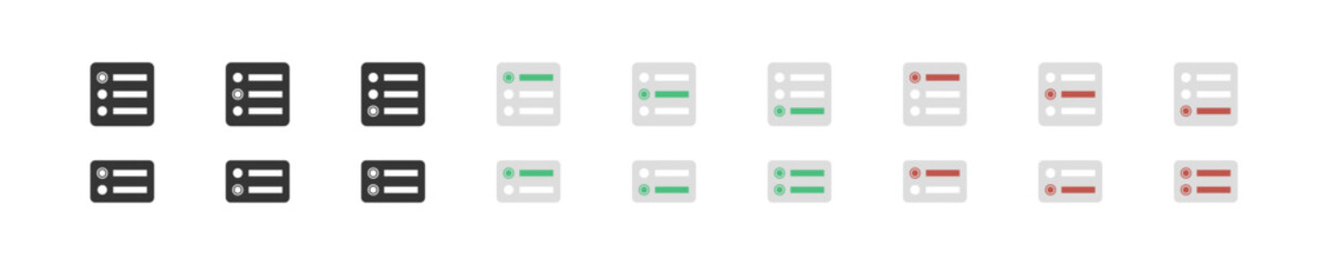 Choice icon set. Option graphic sign. Selection icons in vector design style. Form pictogram