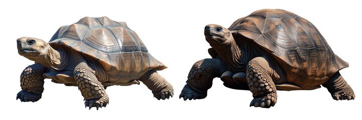 Set of a giant tortoise, isolated on transparent background.