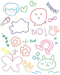 children scribble hand drawn colorful doodle illustration