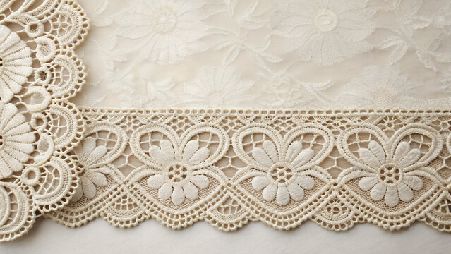 "Antique Lace Texture" – Photorealistic Vintage Lace Pattern in Cream & Soft Taupe with Copy Space