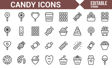 Set of Candy and Sweets Icons for Food and Snack Design