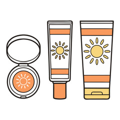  Sunblock tube and moisturizer content pack icon UV protection SPF50 clipart