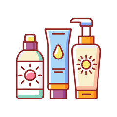 Vector Illustration of Various Sunscreen Products for Summer Branding
