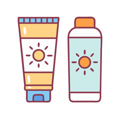 Colorful Illustration of Different Sun Protection Products