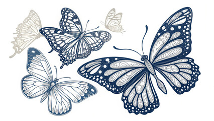 Set of Butterfly Silhouette Vector Illustrations Elegant Insect Graphic Collection