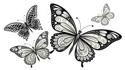 Set of Butterfly Silhouette Vector Illustrations Elegant Insect Graphic Collection