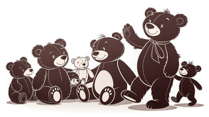 Abstract Black and White Hand-Drawn Vector Illustration teddy/bear Modern Art for Prints, Wallpapers, Posters, and More