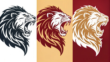Lion Head Vintage Logo Icon Illustration Classic Regal Emblem Design