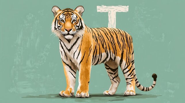 Flashcard letter T is for tiger illustration illustration , no logos, no brands