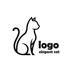 minimal cat logo vector
