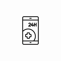 24 hour medical service icon sign vector