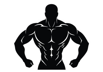 strong muscular man silhouette vector graphic fitness illustration male body shape icon