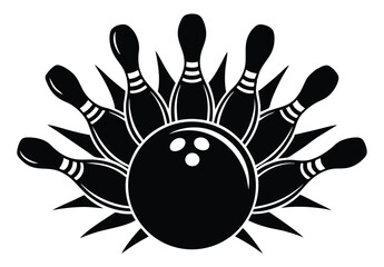 Obraz premium bowling ball hitting pins silhouette vector art ideal for bowling league logos and sports graphics