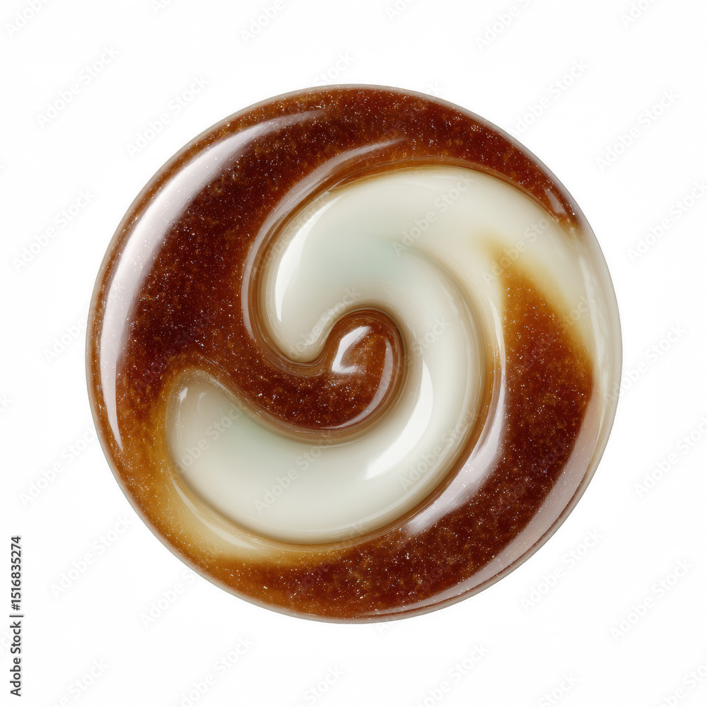 Poster circular swirl of shimme dark brown liquid gracefully intertwines with a creamy white substance crea
