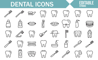 Clean and Modern Icons for Dental Hygiene and Tooth Care.