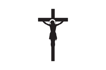 Crucifix silhouette vector art illustration on white background