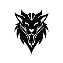 Obraz premium Abstract Wolf Head Logo Black and White Design