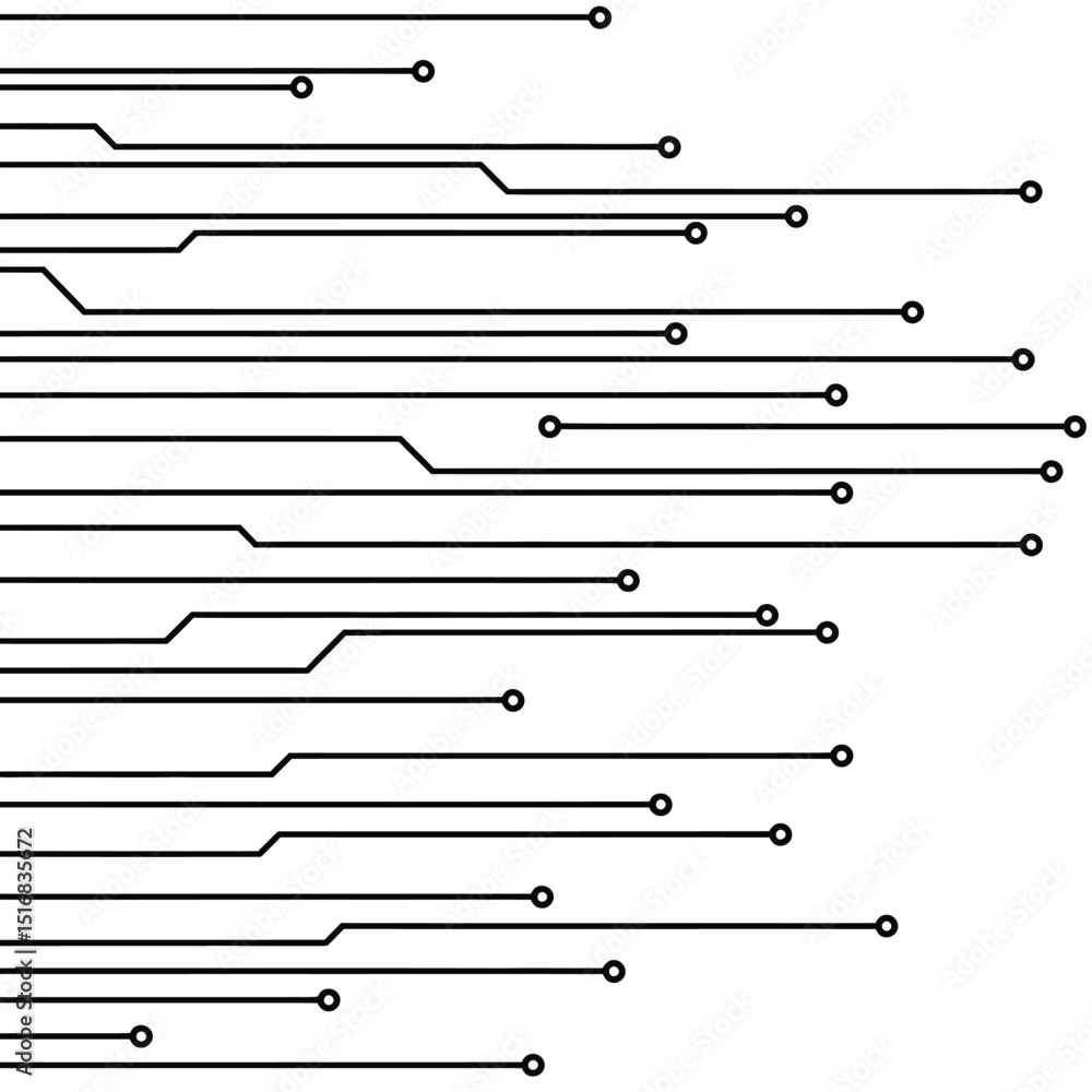 Poster vector art of abstract circuit board pattern isolated on white background featuring a modern tech de