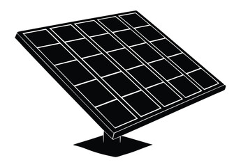 3d solar panel silhouette Vector flat design icon Illustration.