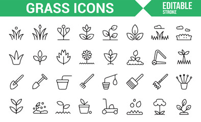 A Collection of Icons for Nature, Grass, and Plant Life.