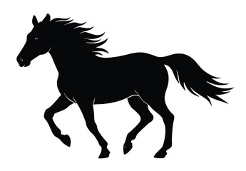 Obraz premium wild horse silhouette vector illustration, majestic running wild horse jumping nature wildlife.