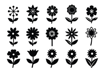 Flowers Icon Pack Vector Silhouettes for Print Digital Craft and Artwork