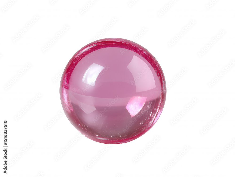 Poster a shiny translucent pink glass marble reflects light creating a captivating round shape against a cl