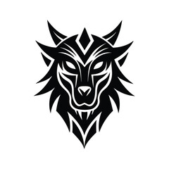 Abstract Wolf Head Black and White Vector Illustration