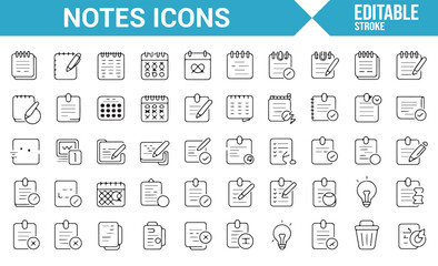 Digital Icons for Productivity Tools: Notes, Pencil, and Calendar.