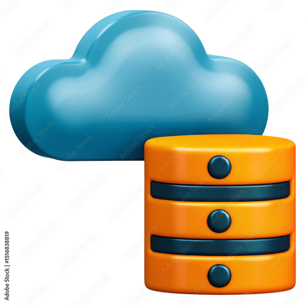Poster cloud, based and platform concept. cloud storage icon with database.