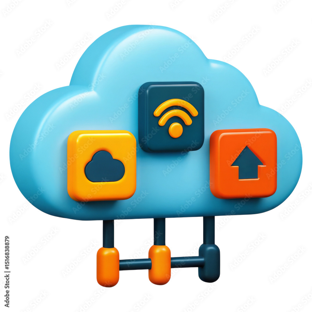 Poster cloud, based and platform concept. cloud storage icon with upload and connectivity symbols.