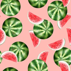 Seamless Watermelon Pattern on Pink