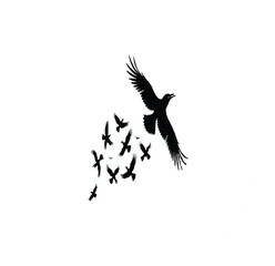 Flying birds silhouettes on white background. Vector illustration. isolated bird flying. tattoo design.