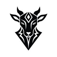 Stylized Goat Head Logo in Black and White
