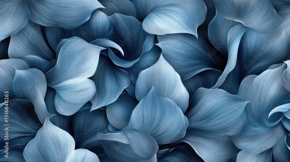 Poster soft blue abstract floral pattern with flowing shapes and delicate textures, creating serene and cal