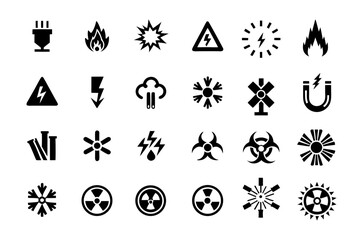 Industrial Safety & Hazard Icon-Comprehensive Collection of Industrial Hazard and Warning Symbols for Safety Compliance and Risk Awareness