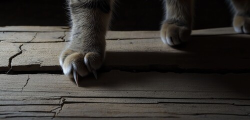 "Edge of Tension: A Cat’s Claws in the Wood"
