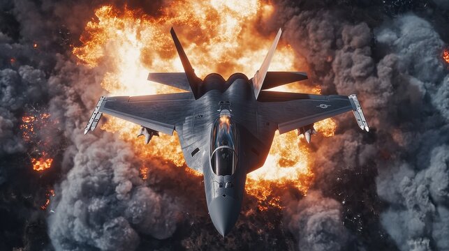 Fighter jet combat aerial explosion war