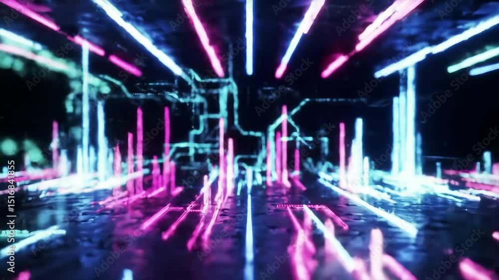 Aufkleber abstract neon lights create a futuristic and technological background with a cyber and virtual space