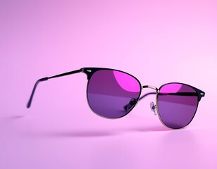 Stylish Sunglasses with Purple Lenses and a Black Frame